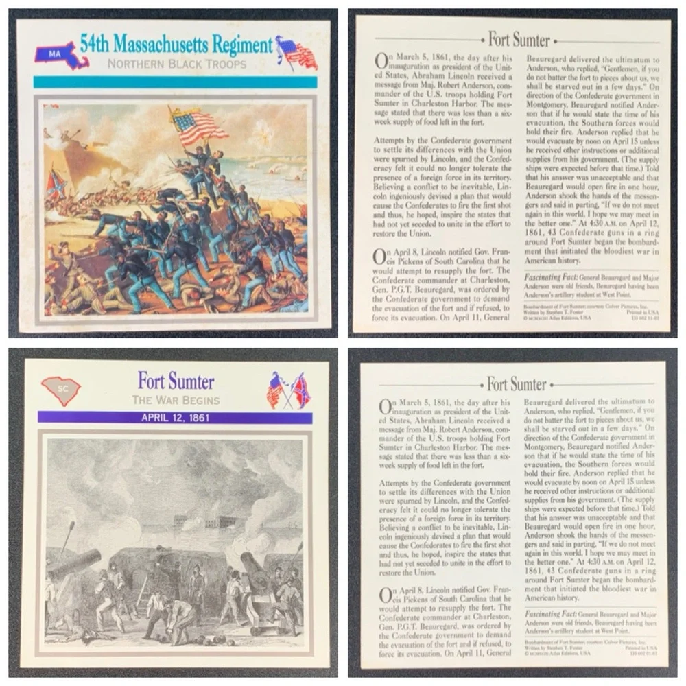 Set of 8 Stephen T. Foster Civil War information cards.